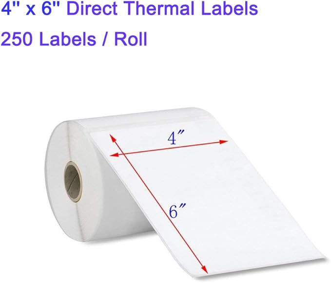 RBHK 4x6 Thermal Labels - 5000 Labels, 20 Rolls, Compatible with Zebra, Rollo, JADENS, OFFNOVA, MUNBYN Printers