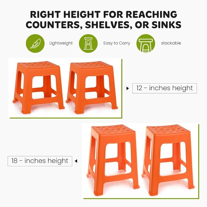 Mintra Home Light Duty Plastic Stools 2pk (18in Height, Teal)