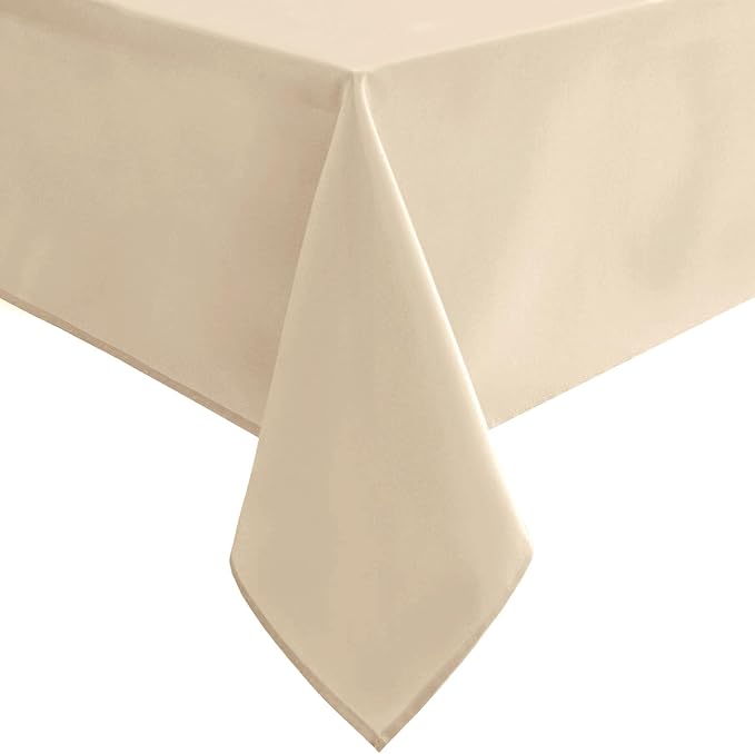 Hiasan Square Tablecloth - Waterproof Washable Polyester Table Cloth for Dining Room Kitchen Party Camping, Beige, 30 x 30 Inch
