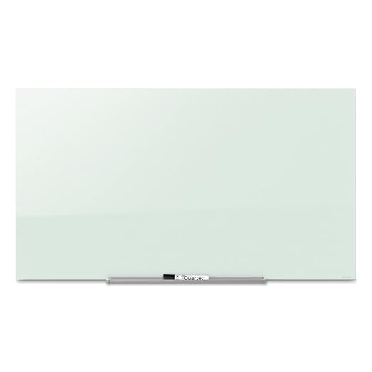 Quartet Glass Whiteboard, Magnetic Dry Erase Board, Wall Mounted Whiteboard for Office, School and Home, 50"W x 28"H, White (G5028IMW)