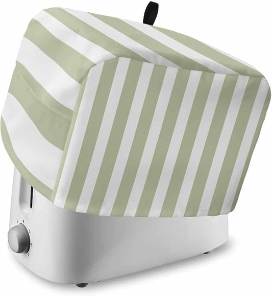 Toaster Cover 4 Slice Sage Green Stripes Toaster Oven Cover with Pockets Simple Style Dustproof Bakeware Protector Small Kitchen Appliance Dust Covers and Fingerprint Protection for Women