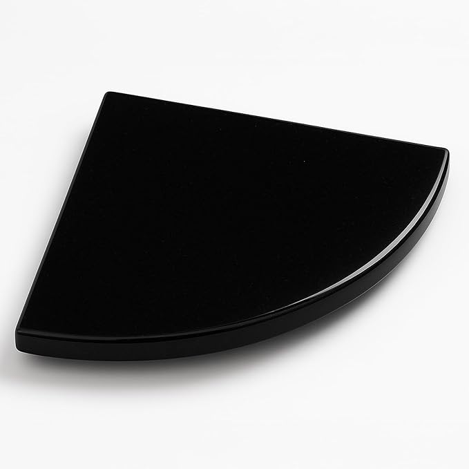 9 Inch Super Black Engineered Marble Corner Shower Shelf Bathroom Caddy, Wall Mounted Shower Shelf, Classic Flatback Design (1)