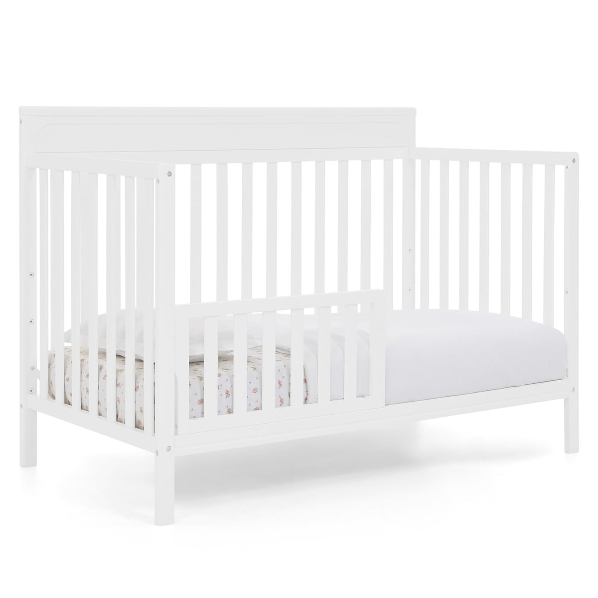 Delta Children Isabelle 6-in-1 Convertible Crib, Converts to Toddler Bed, Daybed, Sofa & Full Bed with/Without Footbaord, Greenguard Gold Certified, Mattress Heights, Bianca White