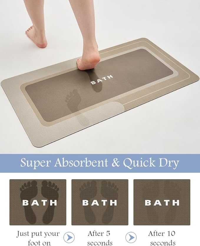Bath Mat-Bathroom Mat Rug Non Slip Super Absorbent Stain Resistant Quick Dry Thin Bathroom Rug-Bath Mats for Bathroom Floor Bathtub Vanity-Bathmat Bath Rug Easy Care-24"x35",Beige