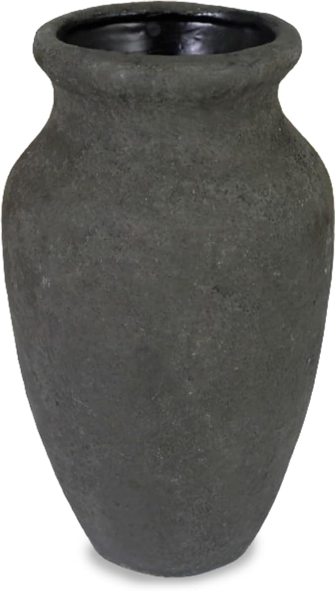 roro 7-Inch Handmade Textured Black Ceramic Prunus Vase - Artisan Handcrafted for Home & Office Decor, Ideal Housewarming Gift, Modern Rustic Farmhouse Minimalist