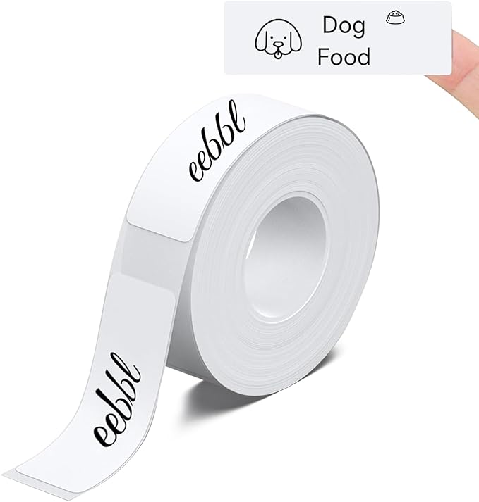 D30 Label Maker Tape, Thermal Self-Adhesive 14x40mm (0.55"x1.57"), Compatible With D30 Portable Printer, 185 Labels/Roll (White)