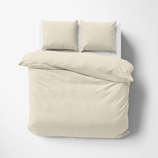 Premium Queen Duvet Cover Set 3 Piece with Zipper & Corner Ties - 100% Egyptian Cotton 1000 Thread Count Luxurious Bedding 1 Duvet Cover 2 Pillow Shams (Queen/Full, Ivory)