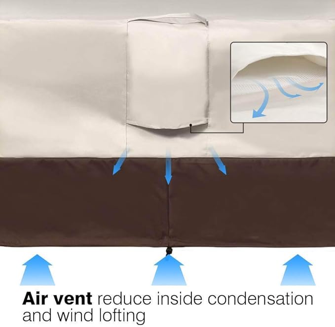 Vailge Waterproof Patio Furniture Set Cover with Padded Handles, Patio/Outdoor Table Cover, Patio/Outdoor Dining Square Table Chairs Cover(Large,Beige & Brown)
