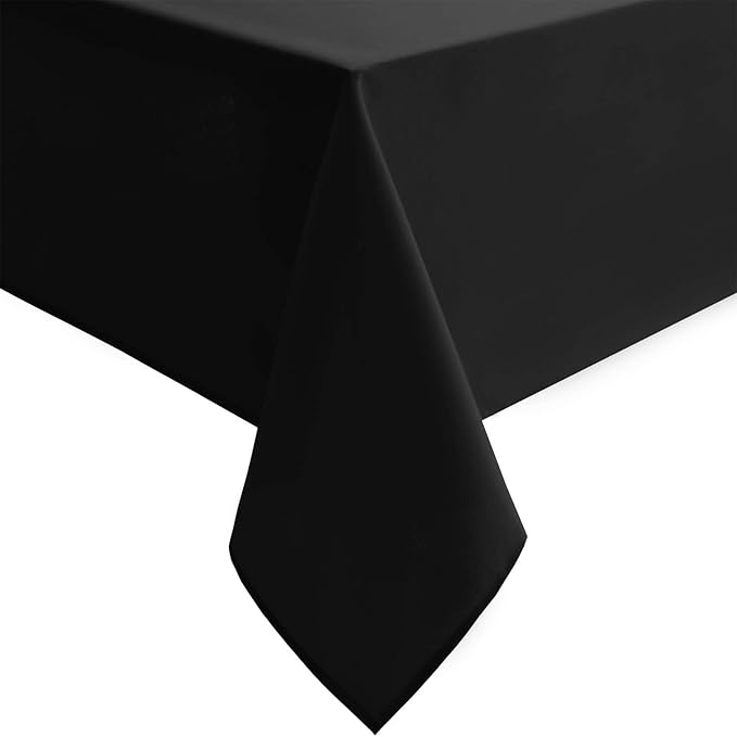Hiasan Black Rectangle Tablecloth - 60 x 140 Inch - Waterproof & Wrinkle Resistant Washable Fabric Table Cloth for Dining, Party and Outdoor use