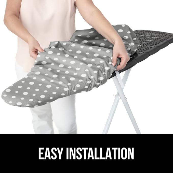 The Original GORILLA GRIP Ironing Board Cover and Pad, Silicone Coating, Thick Scorch Resistant Padding, Heavy Duty Iron Covers Standard Boards, Hook and Loop Fastener Strap, Dots, 15x54