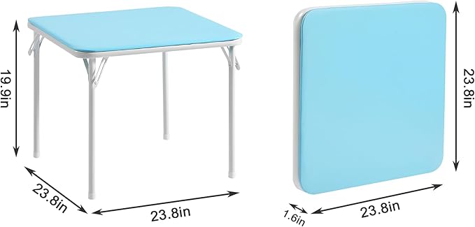 VECELO Kids Folding Activity Card Table, with Ultra Soft Padded Tabletop, 1 Piece, Blue & White