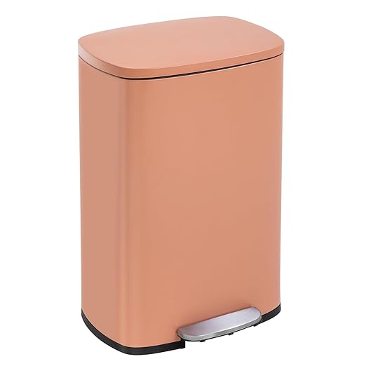 BestOffice 13 Gallon (50L) Trash Can with Lid Garbage Can Commercial Trash Can with Soft-Close Foot Pedal Fingerprint Proof Stainless Steel for Kitchen Home Office Bedroom Bathroom