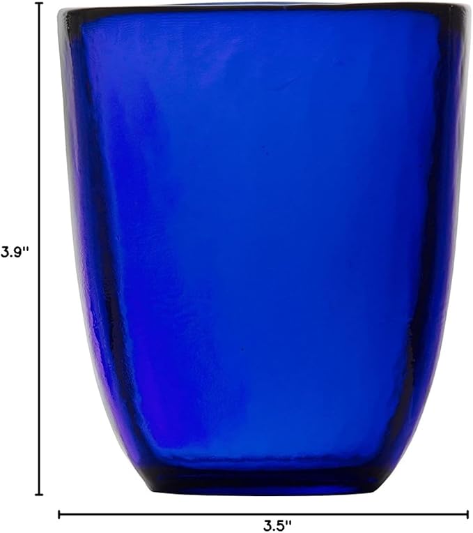 Fortessa Los Cabos Glass Drinkware Collection, 10 Ounce Tumbler (Set of 4), Cobalt