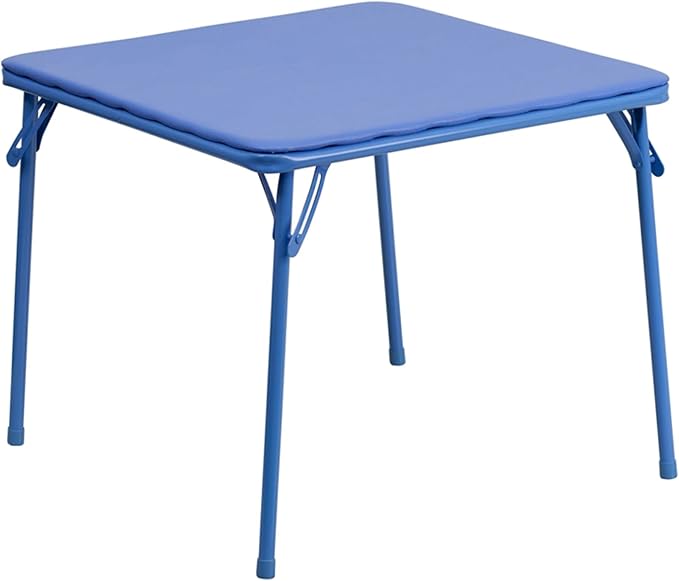 Flash Furniture Mindy Kids Blue Folding Table with Padded Top and Powder Coated Locking Legs