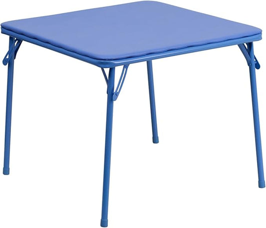 Flash Furniture Mindy Kids Blue Folding Table with Padded Top and Powder Coated Locking Legs