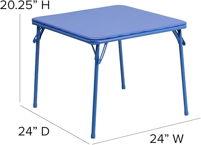 Flash Furniture Mindy Kids Blue Folding Table with Padded Top and Powder Coated Locking Legs