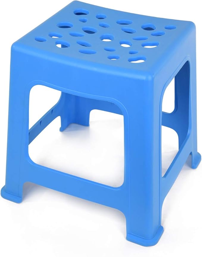 Mintra Light Duty Plastic Stools, 2-Pack Stackable, 12.5” Small Stool for Schools, Classrooms, Daycare, Bathroom, Kitchen, Portable, Lightweight, Anti-Slip, 150Lbs Capacity, Light Blue