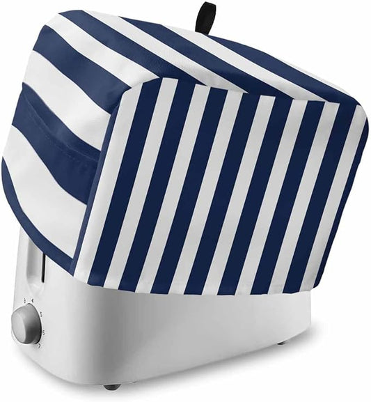 Toaster Cover 4 Slice Navy Blue Stripes Toaster Oven Cover with Pockets Blue Vertical Striped Dustproof Bakeware Protector Small Kitchen Appliance Dust Covers and Fingerprint Protection for Women