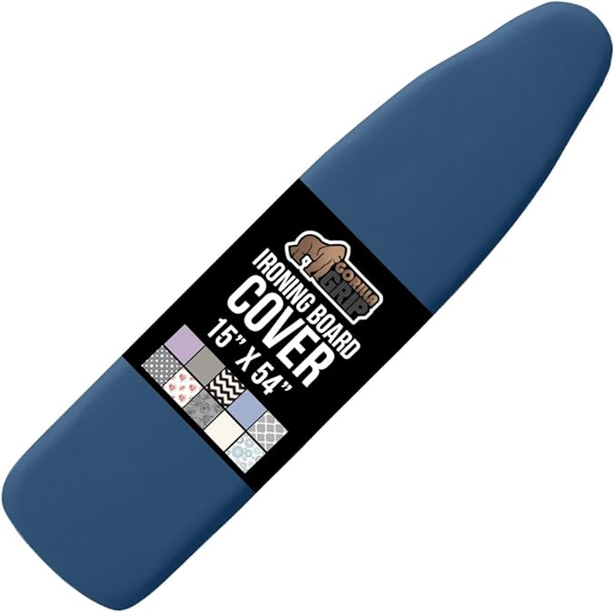 The Original GORILLA GRIP Ironing Board Cover, Silicone Coating, Full 54x15 Inch Size Scorch Resistant Padding, Elastic Edge, Heavy Duty Covers Standard Boards, Hook and Loop Fastener Strap, Navy