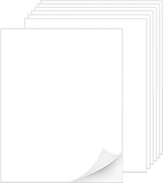 Printable White Sticker Labels, 100 Sheets 8.5" x 11" Full Sheet Label Stickers Paper for Laser & Inkjet Printer - Matte, 100 Labels