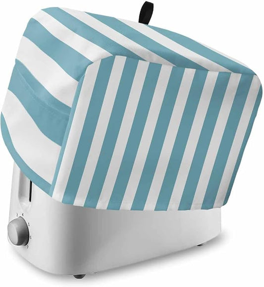 Toaster Cover 2 Slice Cyan Blue Stripes Toaster Oven Cover with Pockets Vertical Striped Dustproof Bakeware Protector Small Kitchen Appliance Dust Covers and Fingerprint Protection for Women
