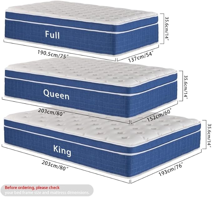 Queen Size Mattress in a Box 14 Inch Memory Foam Hybrid Mattress with Pocketed Springs Medium Firm Support Motion Isolation Edge Support 180 Night Trial