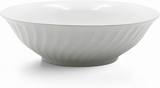 Lynns Paradise Imperial White 9-Inch Big Bowl, Set of 3, White; 24K Gold Trim, Embossed Swirl, Colorful Floral Print, Porcelain