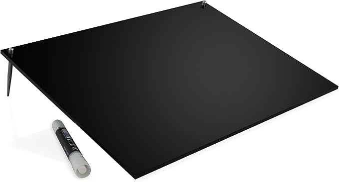 Desk Dry Erase Board with Erasable Marker | White, Black, Clear Acrylic Whiteboard Surface | Angled Writing Tablet | Personal Organizer with Daily Schedules | Weekly to-Do Lists (Black - 12x16)