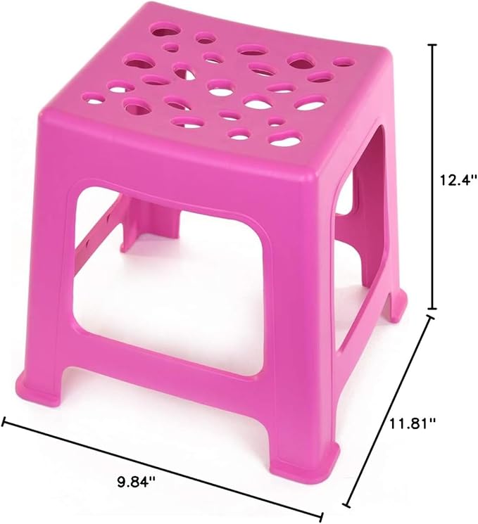 Mintra Home Light Duty Plastic Stools 2pk (12.5in Height, Fuchsia)