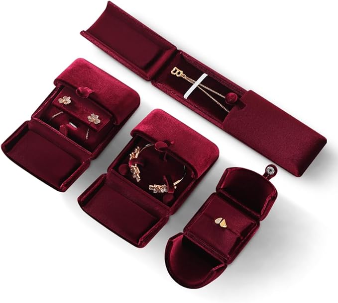 Necklace Jewelry Box，Velvet Gift Boxes for Women，Men Valentine Bracelet Long Display Cases (Red)