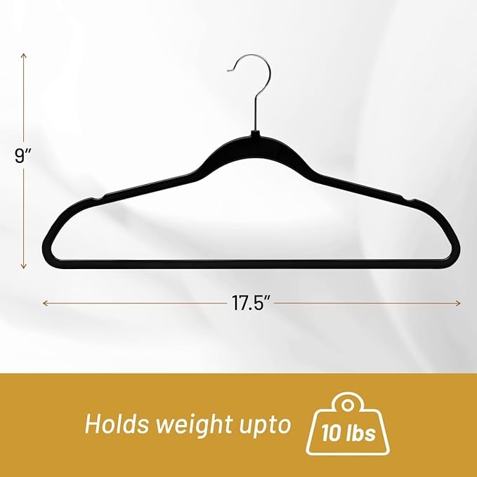 DEILSY™ Black Hangers 50 Pack - Thin Slim Space Saving, Plastic Hangers, Non Velvet Plastic Hanger for Closet Organization Hanger for Clothes Adult