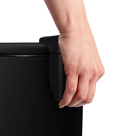 ACENTO 0.65 Gal Round Bathroom Trash Can with Lid – Soft Close Step Pedal Waste Bin & Removable Inner Liner – Stainless Steel Garbage Can for Bathroom, Bedroom, Dorm, Office – Matte Black