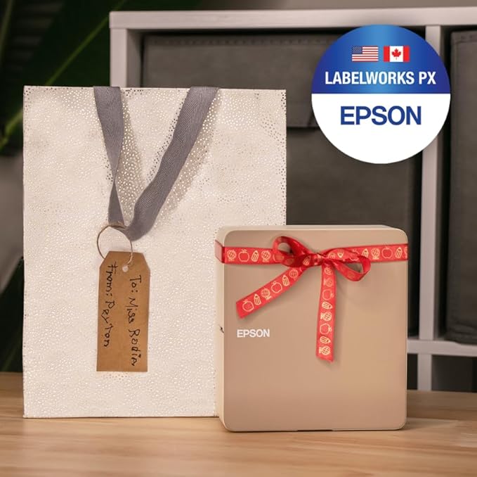 Epson LABELWORKS 212RGRPX Genuine PET (Polyester) Tape Cartridge - Gold on Red Ribbon Designer Craft Label Maker Tape - 1/2" (12MM) Wide, 16'