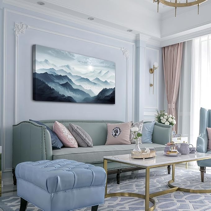 Lapremoly Large Canvas Wall Art For Living Room Wall Decorations For Office Bedroom Wall Decor Frame Pictures Artwork Home Decor Abstract Mountain Landscape Wall Painting Poster Hotel Decor 24"X48"
