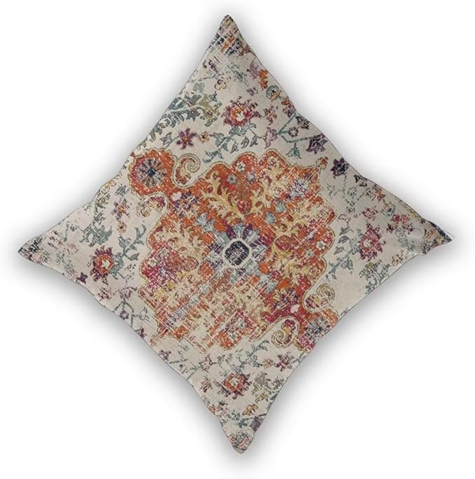 Blue Burnt Orange Boho Throw Pillow Covers 20x20 Set of 2, Farmhouse Carpet Ethnic Decorative Pillow Covers Bohemian Rustic Cushion Cases Linen Gifts for Couch Sofa Indoor Outdoor