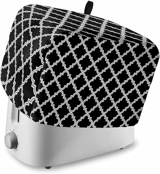 Toaster Cover 2 Slice Moroccan Pattern Toaster Oven Cover with Pockets Geometric Trellis Black Dustproof Bakeware Protector Small Kitchen Appliance Dust Covers and Fingerprint Protection for Women