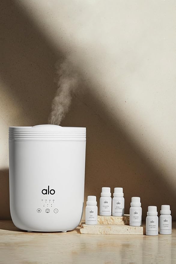 Alo Aura Diffuser + Sleep & Downshift Essential Oil - Curated Blend - Unwind and Settle The Mind - Therapeutic Grade