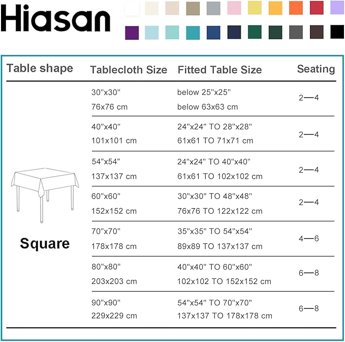Hiasan Champagne Square Tablecloth - Waterproof and Spillproof Restaurant Washable Polyester Table Cloth for Dining Room, 54 x 54 Inch