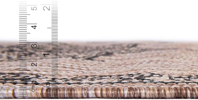 Unique Loom Outdoor Traditional Collection Area Rug - Antique (2' 7" x 10' Runner Beige/Black)