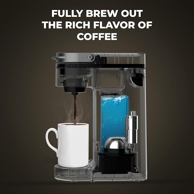 CHULUX Slim Single Serve Coffee Maker for K Cup, Mini Travel One Cup Coffee Machine for Home, Desk, Kitchen and Bedroom, Fits Travel Mug, Matte Black