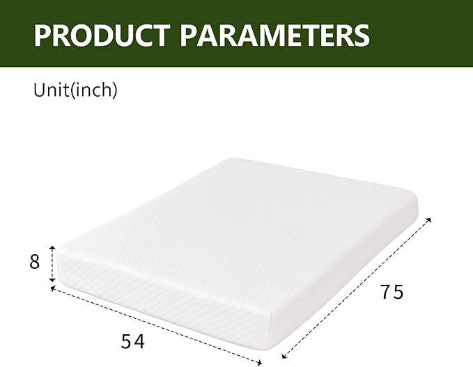 8 Inch Full Size Mattress in a Box,Memory Foam Mattress for Comfort Sleep, Cooling Night Sleep & Pressure Relief, Ships Compressed (8", Full)