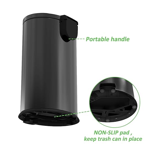 Kitchen Trash Can with Lid - 10.5Gallon/40L Oval Stainless Steel Trash Can with Removable Inner Liner and Lid Soft Close, Foot Pedal garbage can for Home Office,Fingerprint Proof Cleanly Black