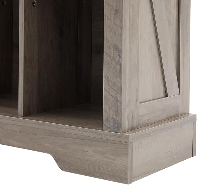 9 Cube Storage Organizer, 3 Tier Bookshelf for Living Room, Farmhouse Bookcase with Led, Kids Toy Storage Cabinet, Wall Cubby Shelves for Home Decor, Wood Display Cabinet for Bedroom, Grey