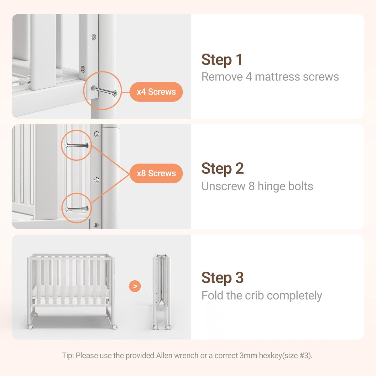 MAMAZING EvoNook 7-in-1 Convertible Baby Mini Crib with Wheels