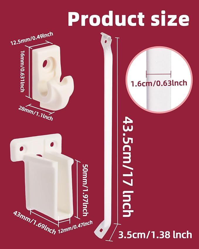 Heavy Duty Shelf Brackets for 12" Closet Maid - 25kg Max Load Rust-Proof Metal Kit w/4 Rack Support Brackets, 4 End & 10 Clips, Easy Install Wire Shelving in Laundry, Closet, Garage, Kitchen, RV