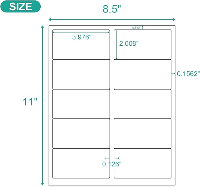 MFLABEL 2"x4" Shipping Labels - 1000 Premium Matte White Address Labels for FBA, Laser & Inkjet Printers (100 Sheets, 10/Sht) + Free Fragile Stickers!