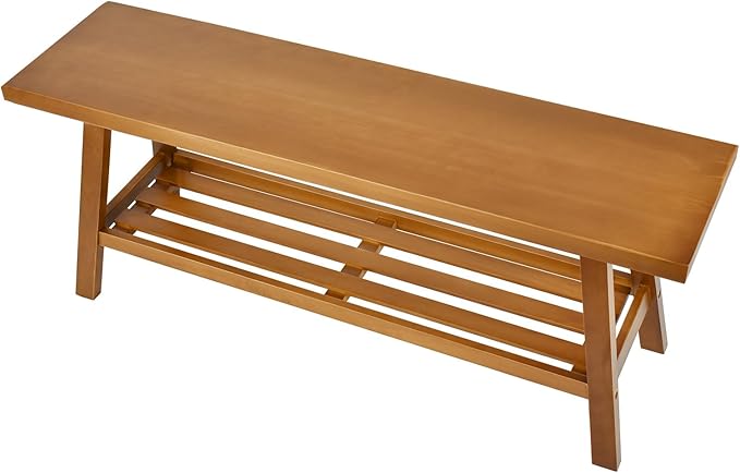 43.3" Farmhouse Solid Wood Bench, Long Rustic Storage Entryway Bench for Indoor, Bedroom,Dining Room, Living Room and Hallway