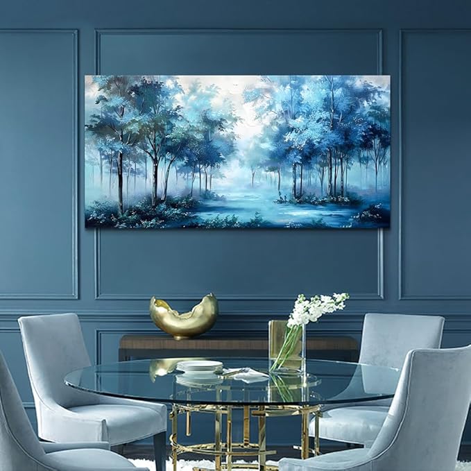 Wapluam Large Canvas Wall Art For Bedroom Wall Decor For Living Room Office Decorations Trees Wall Paintings Foggy Forest Landscape Wall Pictures Artwork Stretched and Framed Canvas Art Home Decor
