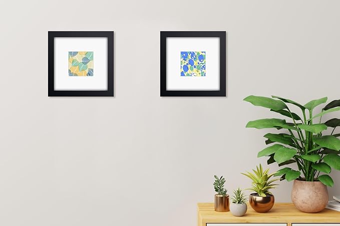 RPJC 8x8 Soild Wood Picture Frame with High Definition Glass Display Picture 4x4 with Mat or 8x8 Without Mat for Wall Mounting Hanging Photo Frames Grey