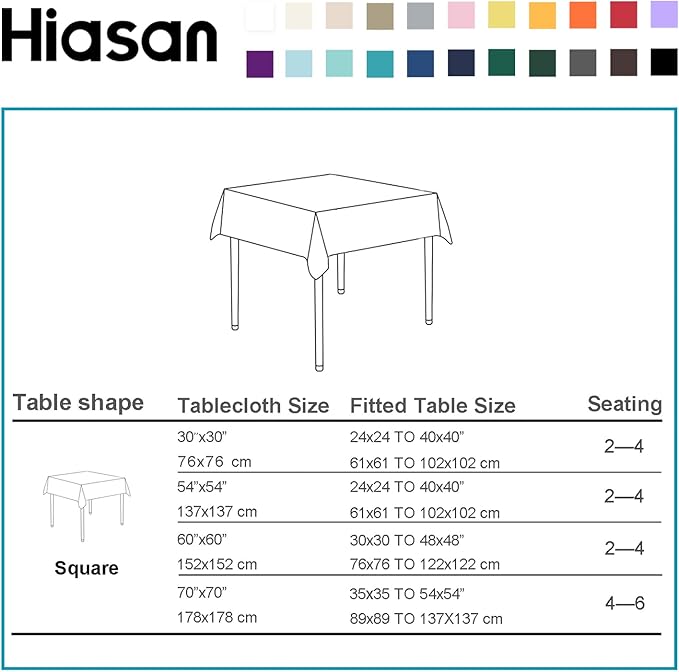 Hiasan Small Tablecloth for Square Tables - Waterproof and Spillproof Washable Fabric Table Cloth for Dining Room Kitchen Party (Beige, 40 x 40 Inch)